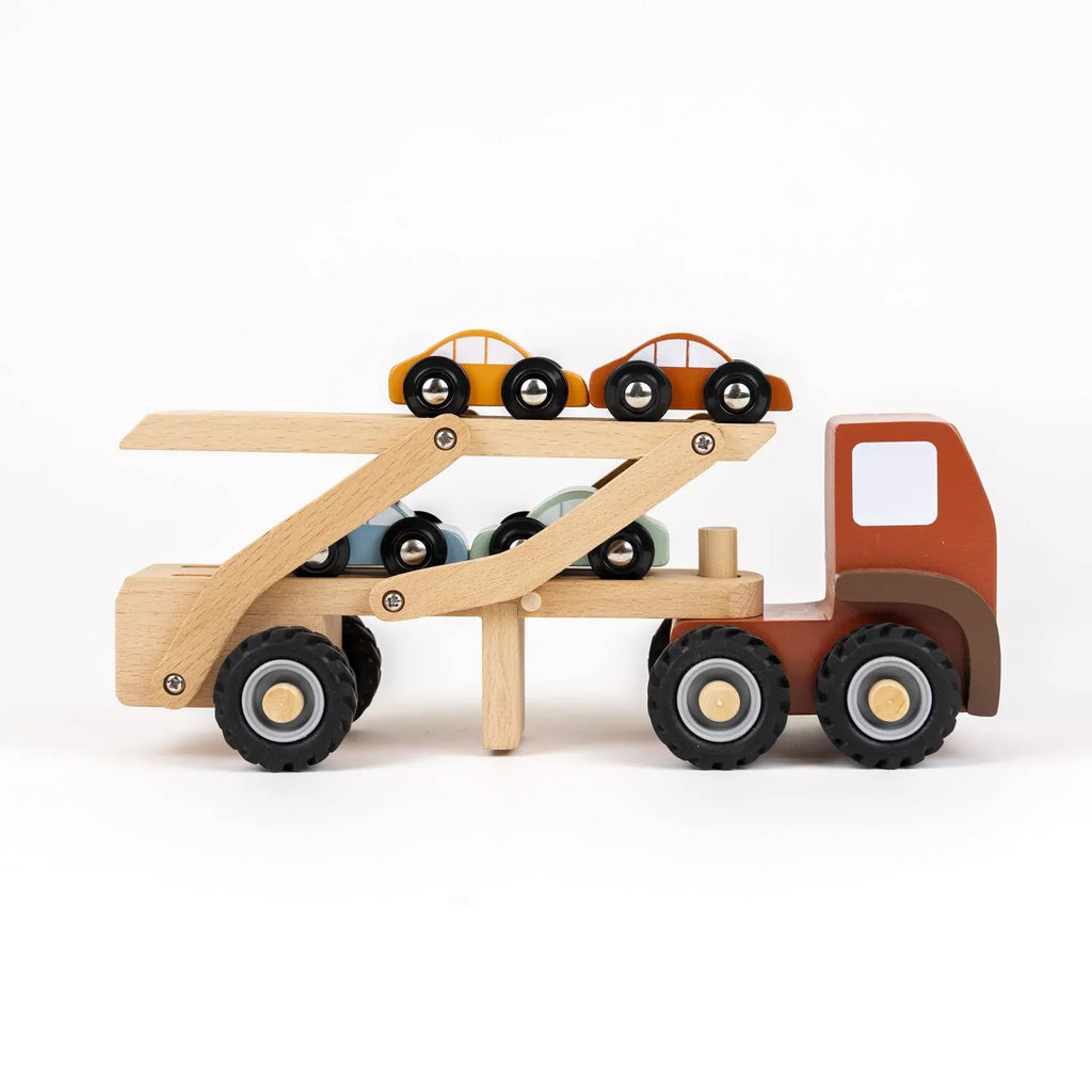 Houten Autotransporter – Houten vrachtwagen met 4 auto's – Egmont Toys