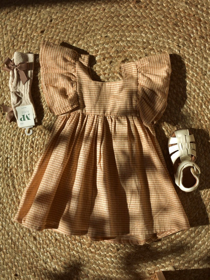 Kleid Azra - Leinen/Baumwolle - Square Brown/Braun - Riffle Amsterdam