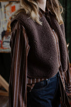 Camino Gilet – Choco Martini Light – Women's cropped 100% wool vest – Alwero