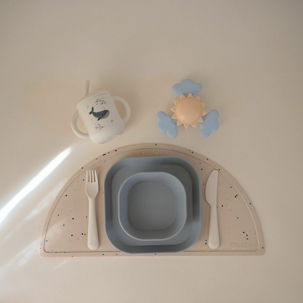 Besteckset Baby - Ungiftiger Kunststoff - Ivory - Mushie