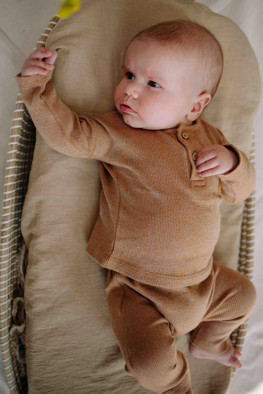 Moon long sleeve top - Organic cotton - Moon lsl combo knit brown t-shirt - Riffle Amsterdam