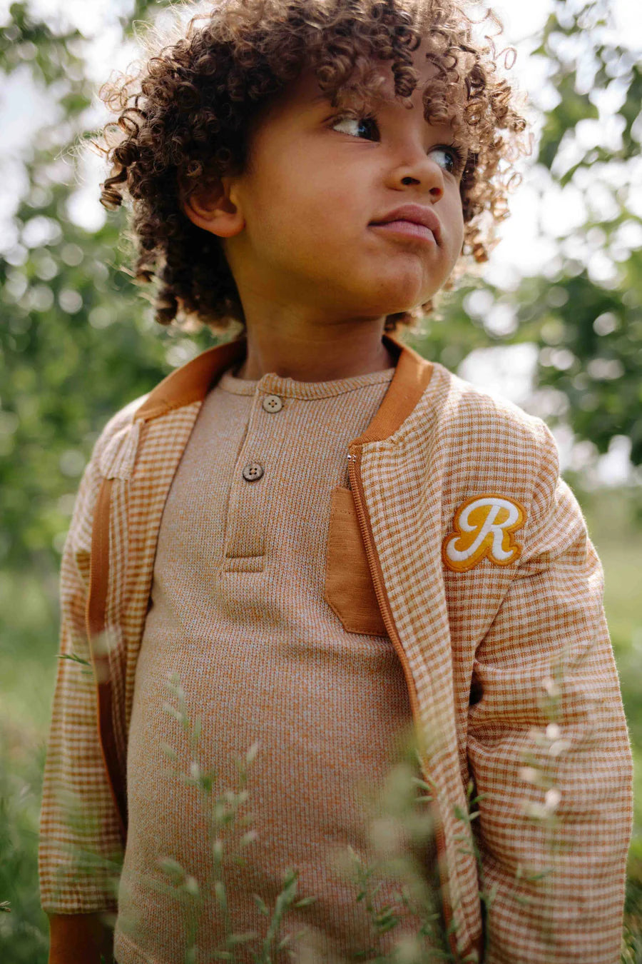 Top lange mouw Moon - Biologisch katoen - T shirt Moon lsl combo knit brown - Riffle Amsterdam - productfoto
