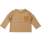 Moon long sleeve top - Organic cotton - Moon lsl combo knit brown t-shirt - Riffle Amsterdam