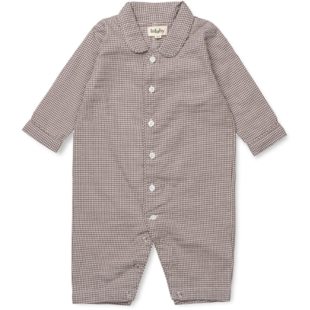 Classic PJ Suit - Biologisch katoen - Tiny Check Brown - Lalaby