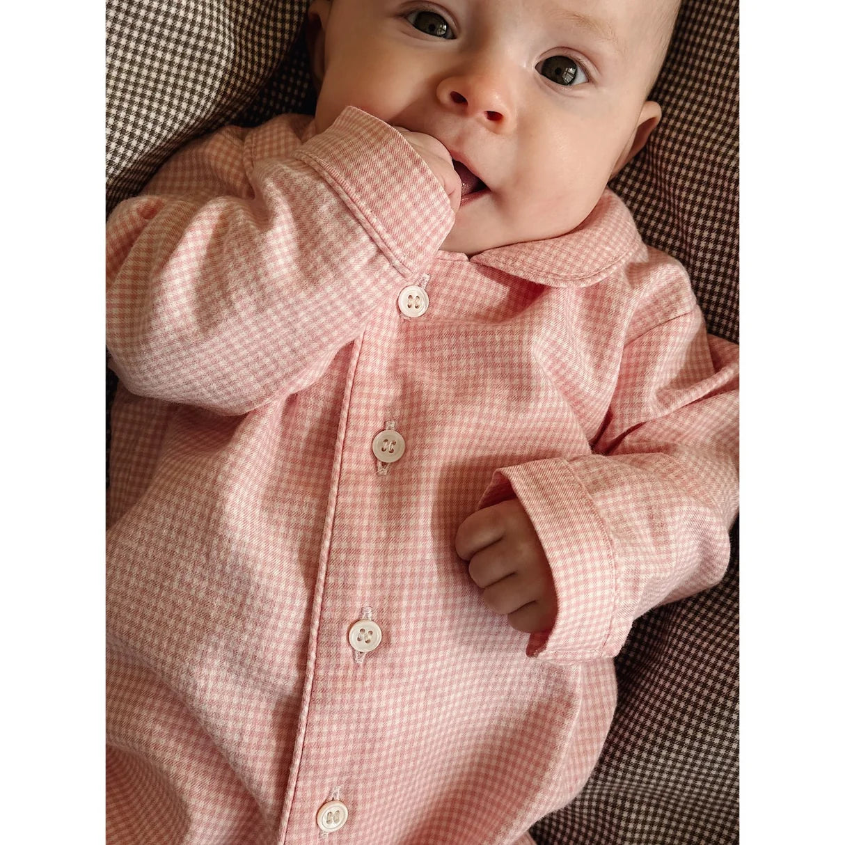 Classic PJ Suit - Biologisch katoen - Tiny Check Pink - Lalaby