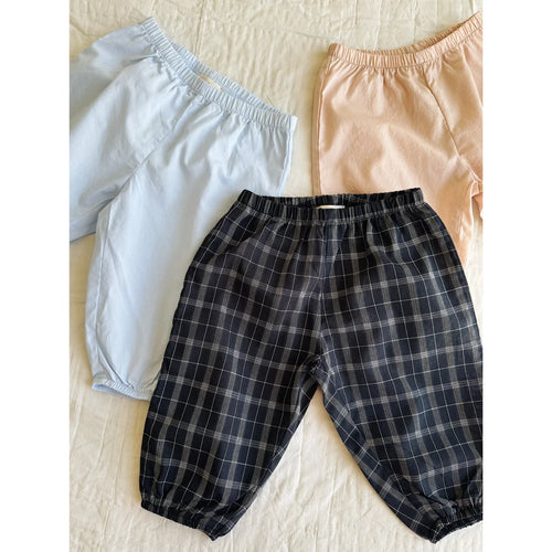 Baby Trousers Pixi Pants - Organic Cotton - Blue Check - Lalaby