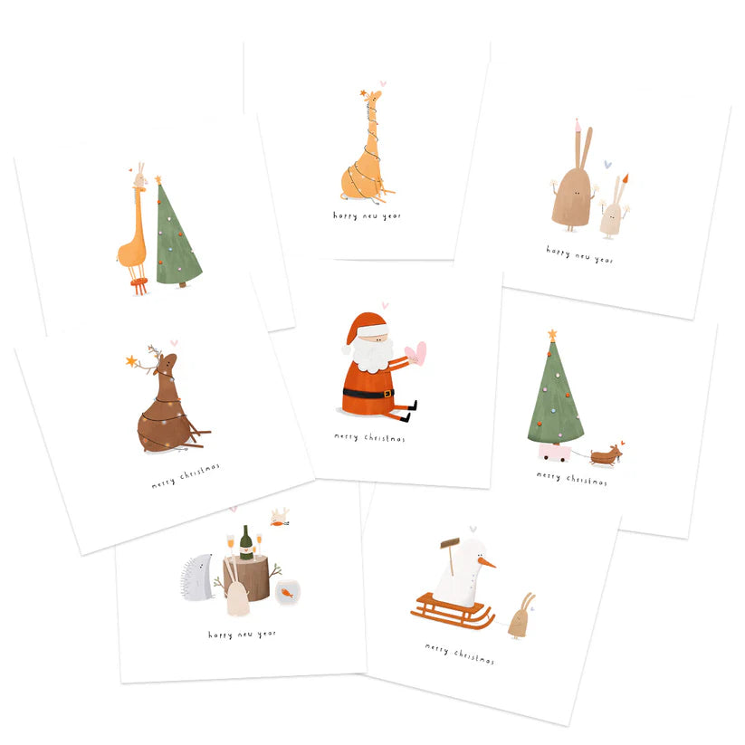 Set aus 8 Weihnachtskarten inkl. Umschlägen und Stickerbogen - Alijt