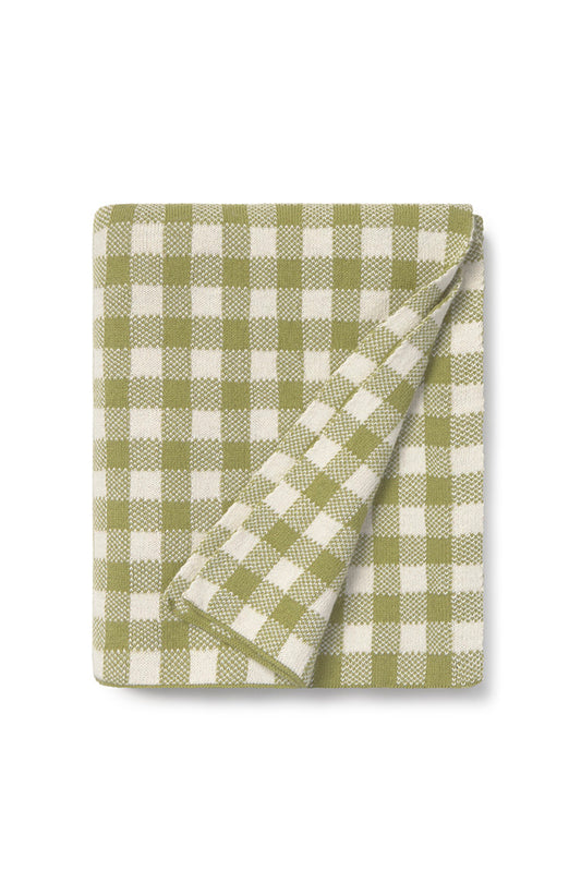 Gebreide deken Vichy Tiles – Toffee, Matcha & Ivory – 100% katoen – Lorena Canals