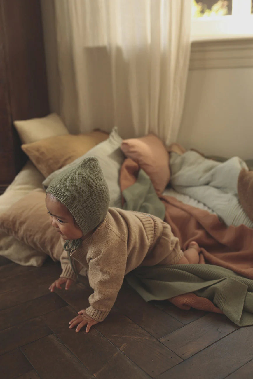 Bonnet Dolly - Baby Strikmutsje - Merinowol - HVID