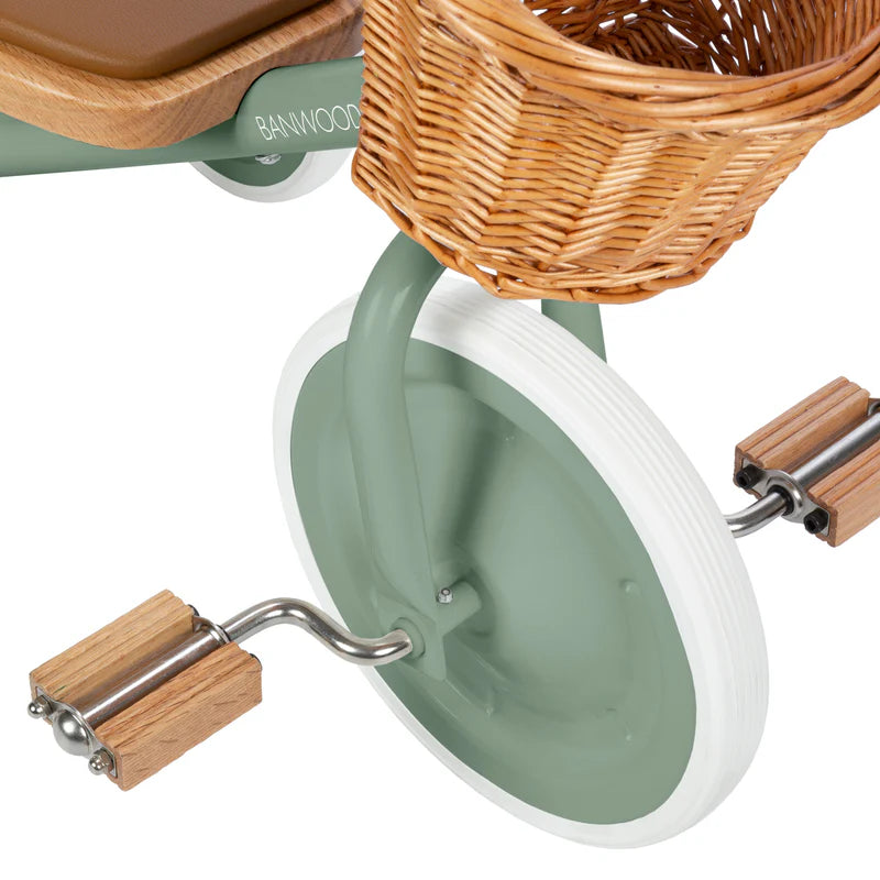 Kinder driewieler met rieten mandje - Trike Vintage - Forest Green - Banwood