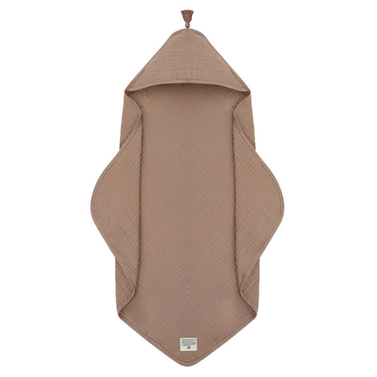 Baby Bello - Badcape Burro - Omslagdoek - Bruin - 100% Biologisch katoen mousseline - productfoto