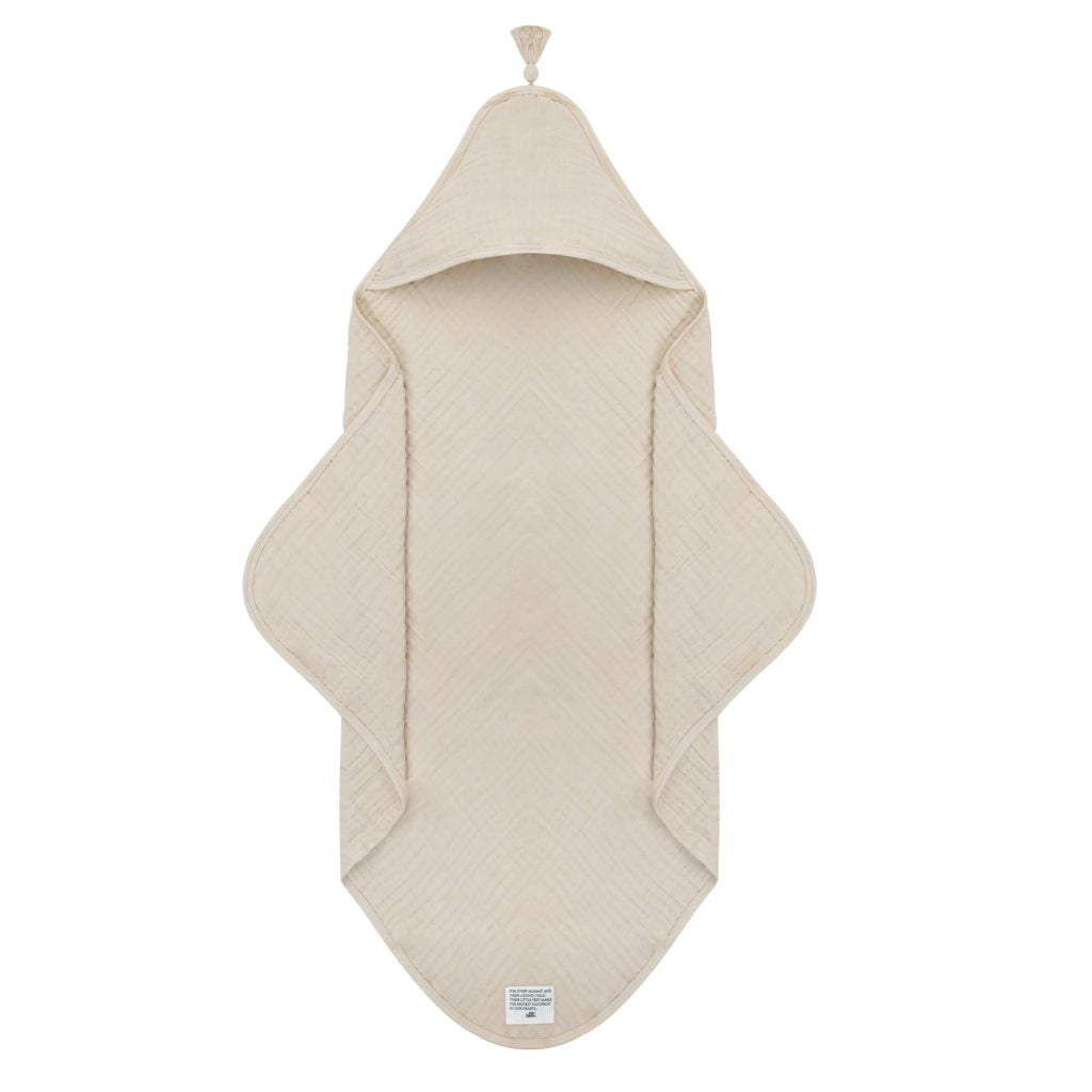 Baby Bello - Badcape Sandshell - Omslagdoek - Beige - 100% Biologisch katoen mousseline - productfoto