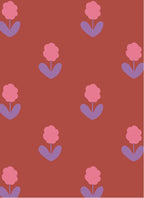Bloemen Rood – Atelier Chien : détail du motif du papier peint.