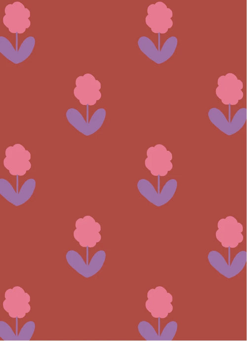 Bloemen Rood – Atelier Chien: detail of the wallpaper pattern.