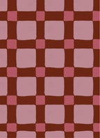 Quilt Check Bordeaux Red – Atelier Chien: detail of the wallpaper pattern.