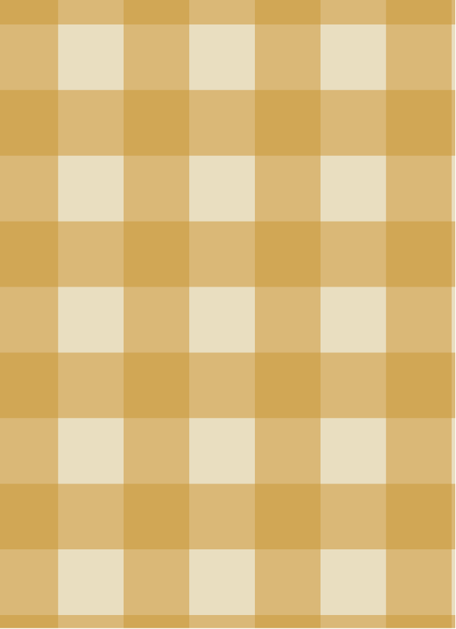 Detail van het okergele en crèmekleurige ruitpatroon van Gingham-behang van Atelier Chien.