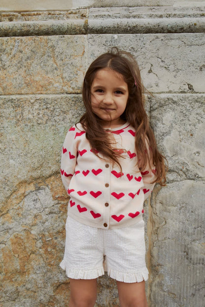 Kort broekje - Seersucker short - Dusty Rose met Cream Stripe - Biologisch katoen - Copenhagen Colors