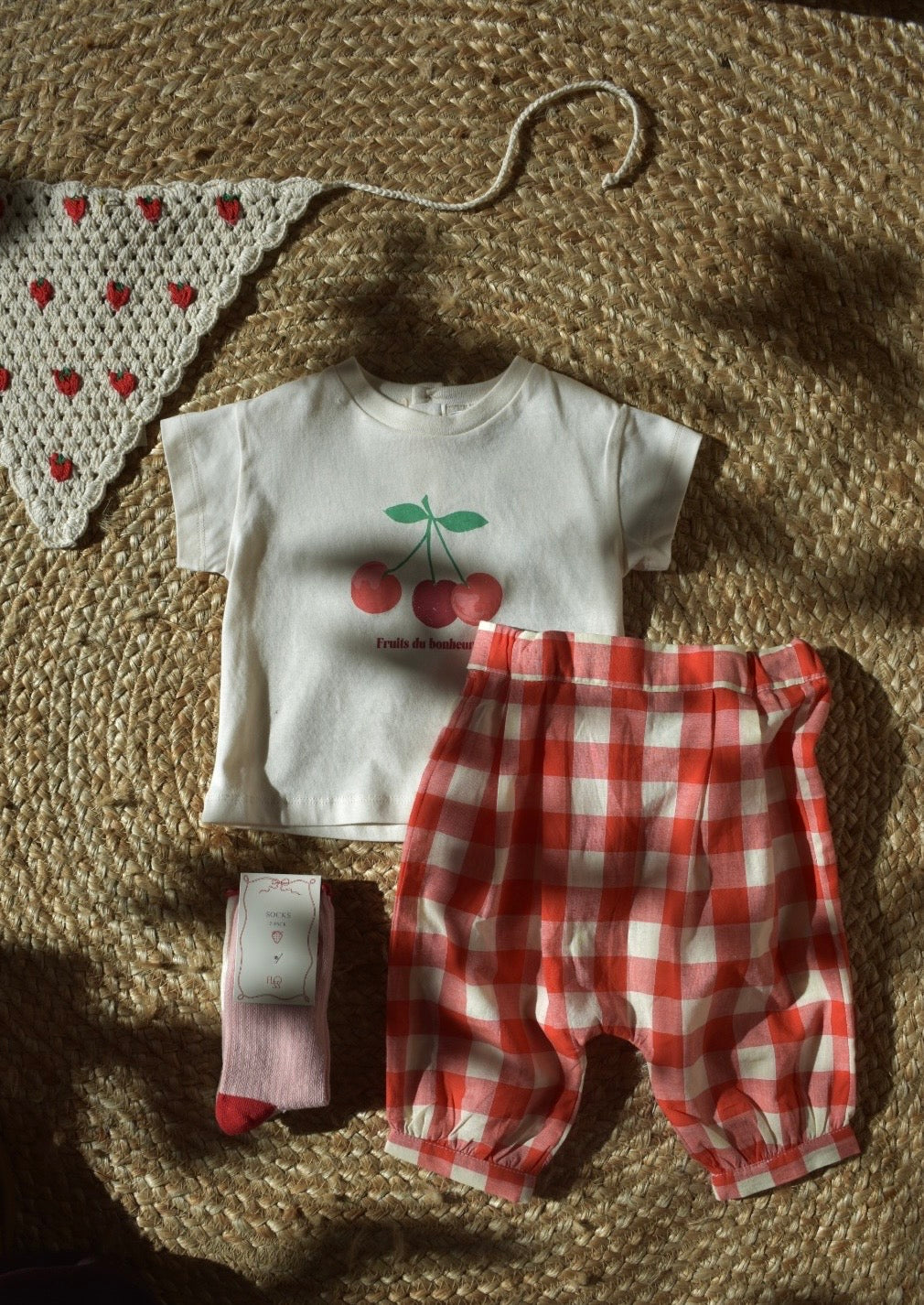 Karierte Hose - Bebe Vichy - Bio-Baumwolle - Rot/Weiß - Emile et Ida