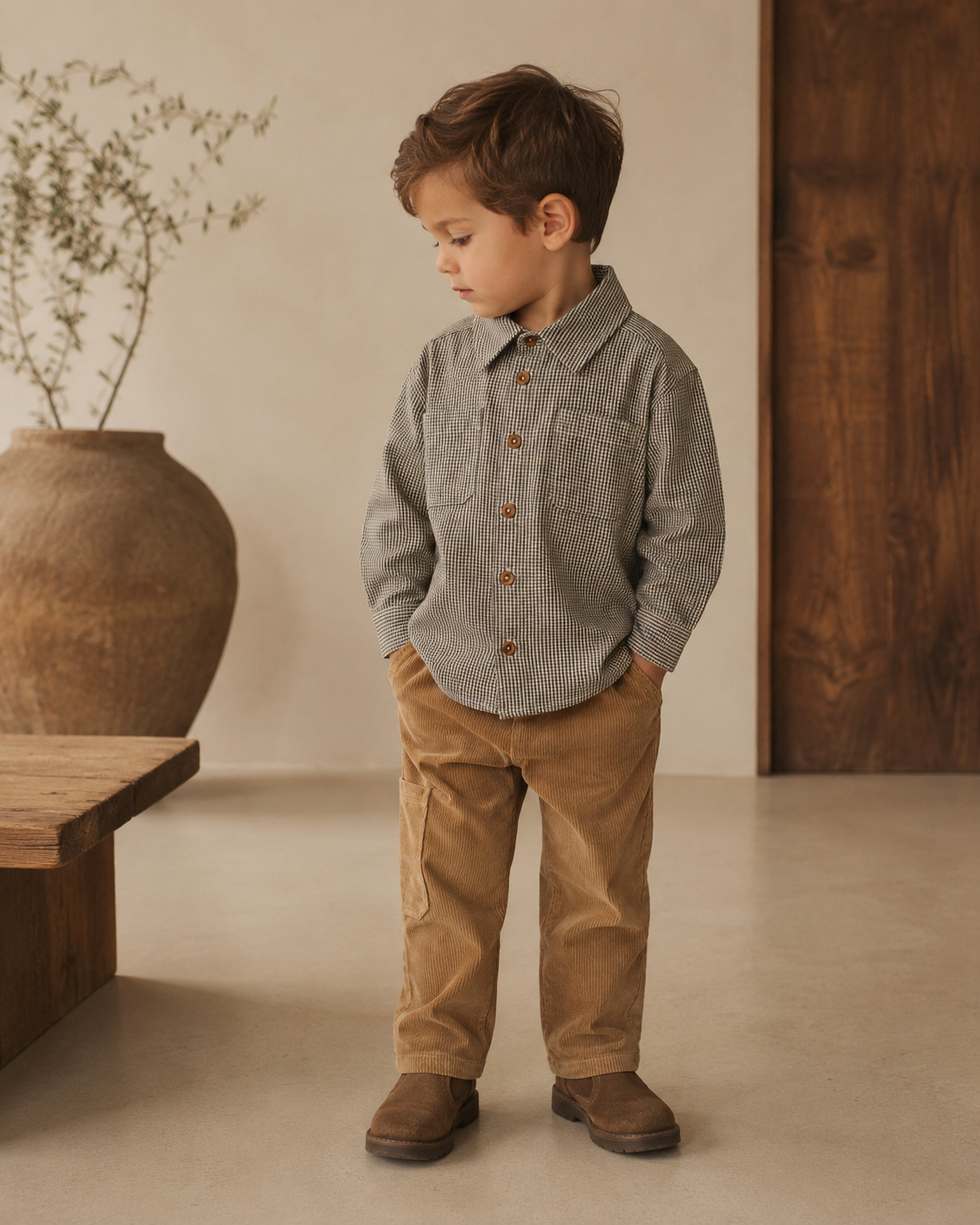 Checked shirt/blouse - Endless Sky/Brown Check Comb - 100% organic cotton - Copenhagen Colors