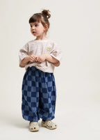 Murphy Checkerboard – Balloon Denim Trouser – 100% Biologisch Katoen – Claude & Co