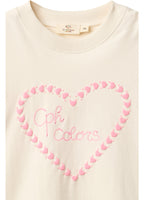 Loose Fit T-shirt met Hartprint - Biologisch Katoen - Cream/Off-white - Copenhagen Colors close