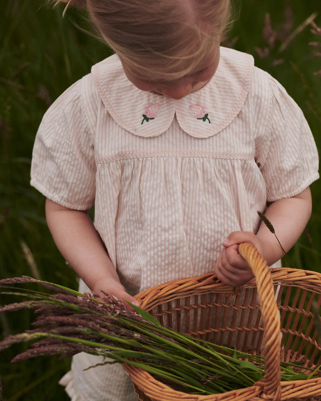 Seersucker Collared Blouse - Dusty Rose with Cream Stripe - Organic Cotton - Copenhagen Colors