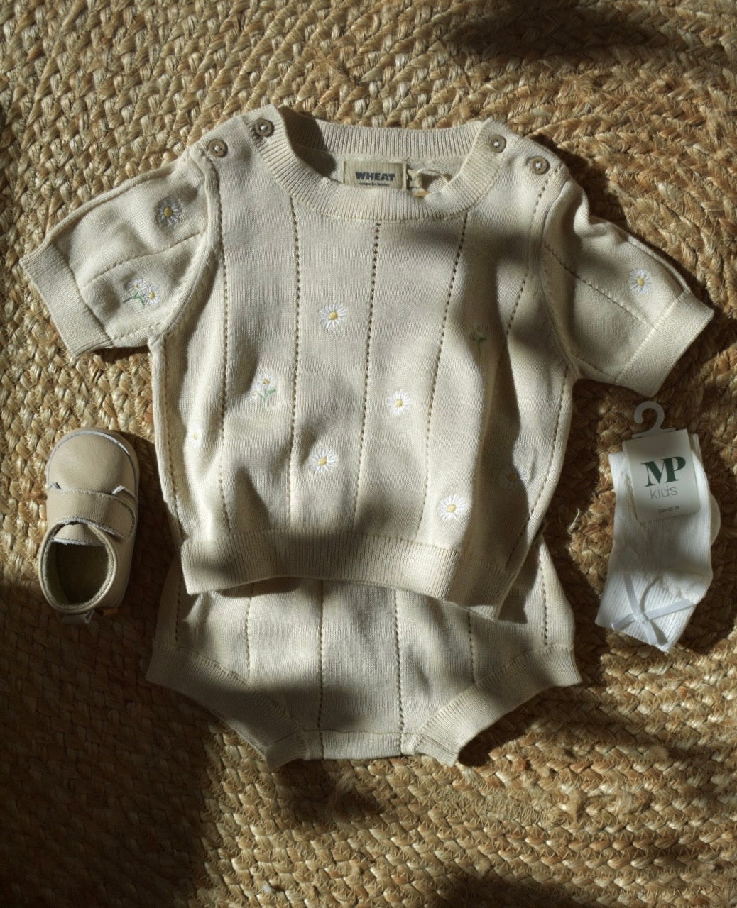 Knit Top Short Sleeve - Knit Top S/S Malvina - Organic Cotton - Sandshell/Creme - Wheat
