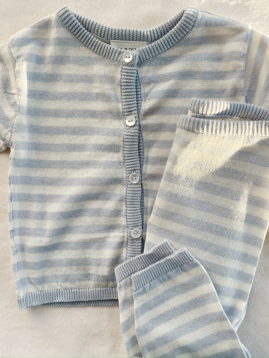 Dungebreid broekje - Venti Knit Leggings - Gray Dawn/Blauw - Biologisch Katoen - GOTS - Konges Sløjd - met vestje
