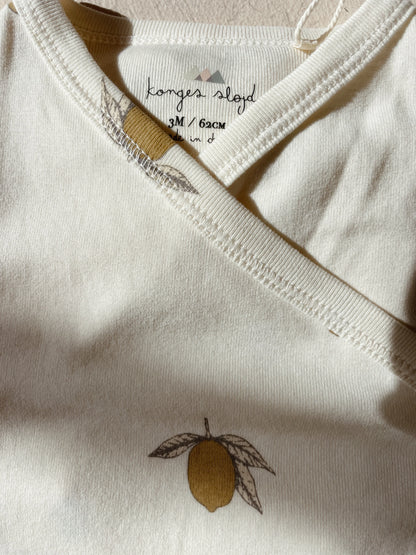 Wrap Bodysuit Lemon - Organic Cotton - Newborn Bodysuit - GOTS Certified - Konges Sløjd
