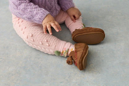 Baby slofjes Samsam - Suède leer - Tan - Louise Misha