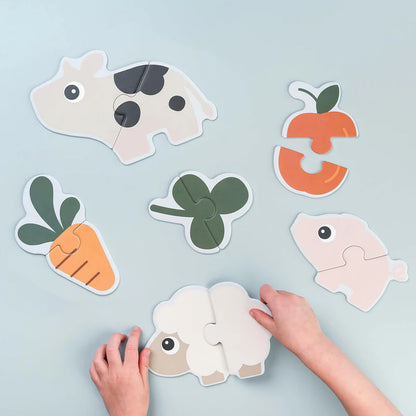 First puzzle - First jigsaw puzzle set - 2+ years - Tiny farm - Colour mix - Done by Deer
