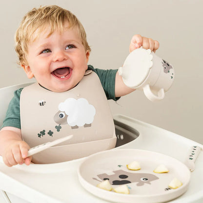 Anti slip bordje - Foodie plate - Tiny farm - Sand - Done by Deer