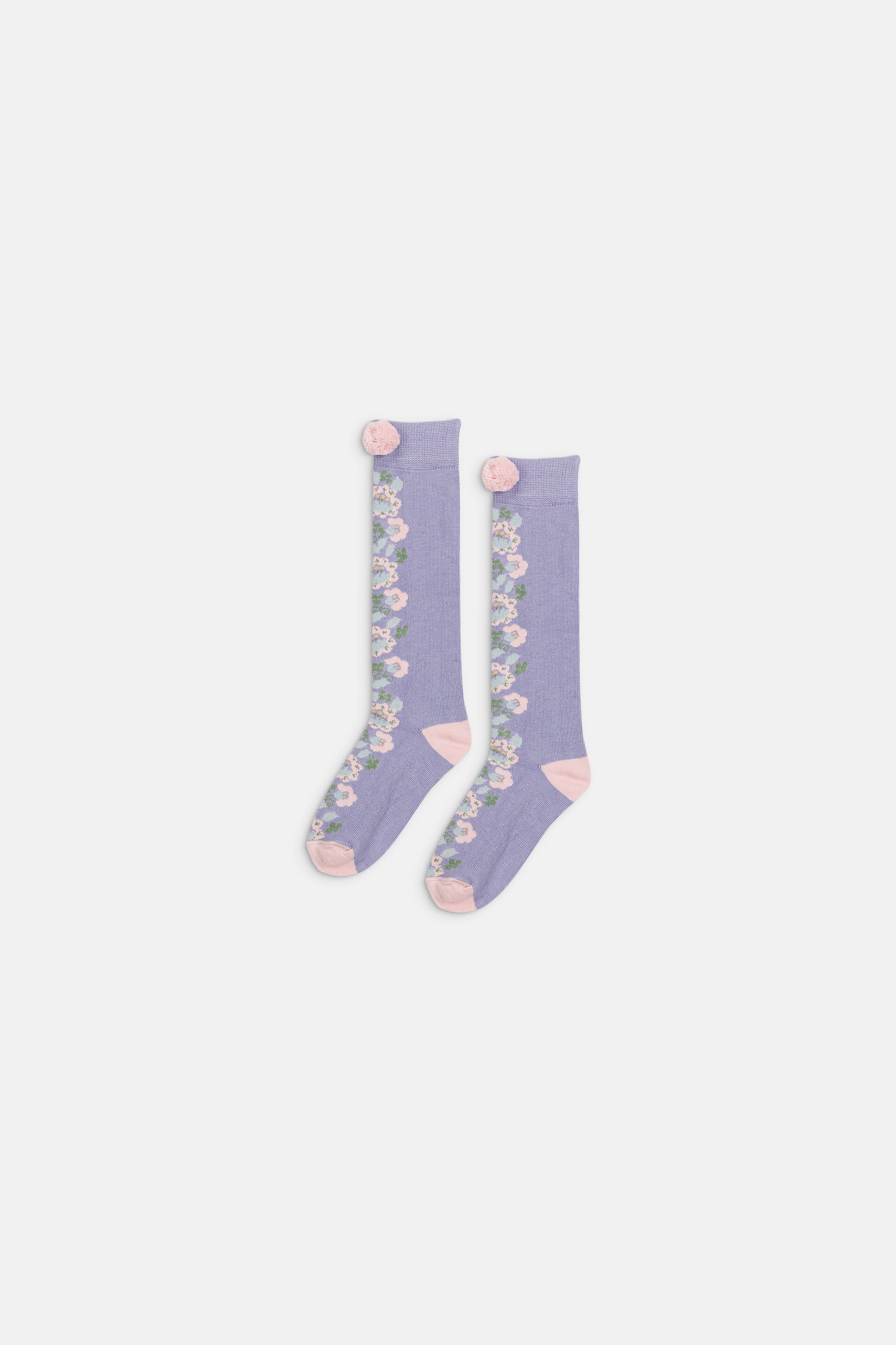 Kniekousen Chelie met pompons - Katoenmix - Parme - Louise Misha - lifestyle - afbeelding 3