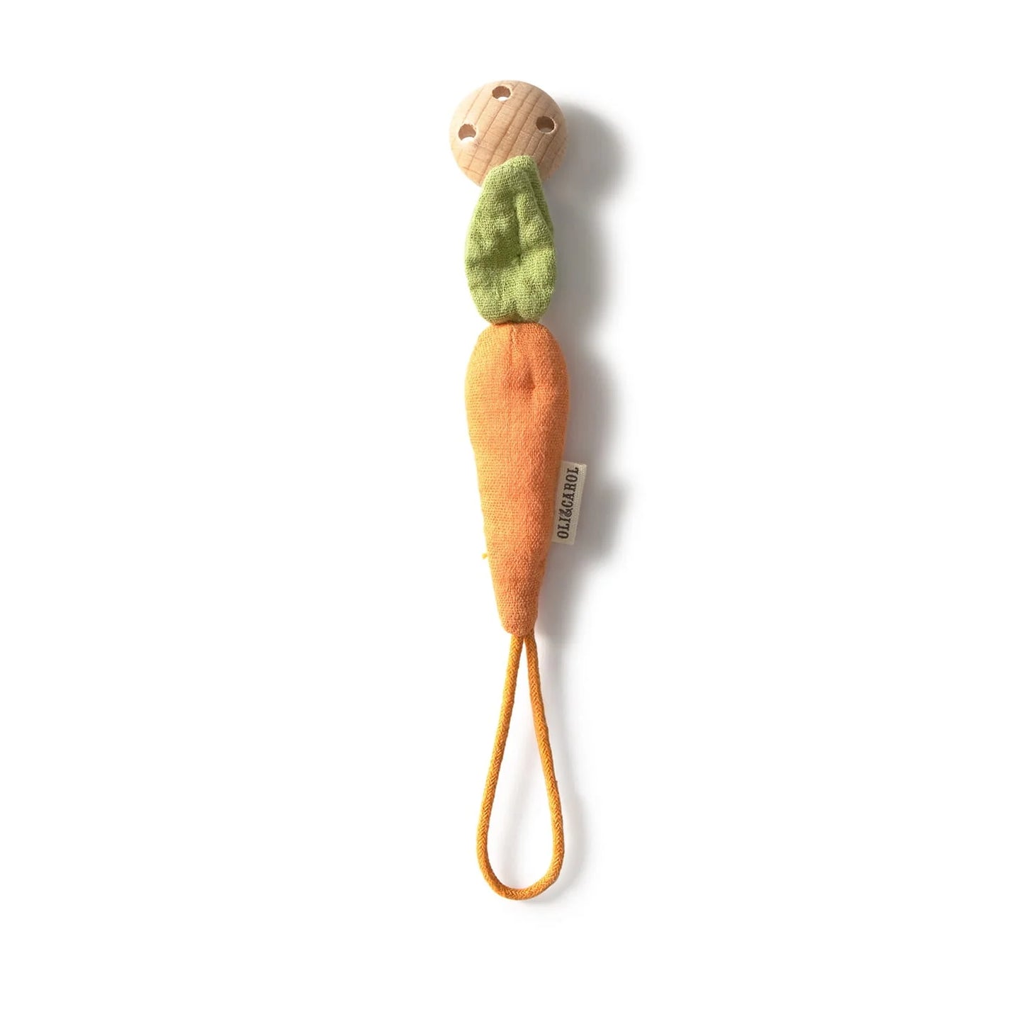 Speenkoord wortel - Cathy the Carrot - Katoen & beukenhout - Oli&Carol
