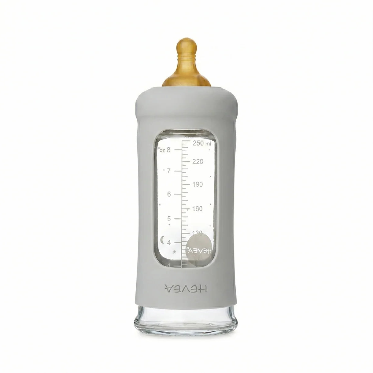 Glazen babyfles - Wide Neck met sleeve/beschermhoes - Glas & natuurrubber - HEVEA