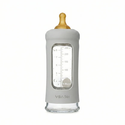 Glazen babyfles - Wide Neck met sleeve/beschermhoes - Glas & natuurrubber - HEVEA