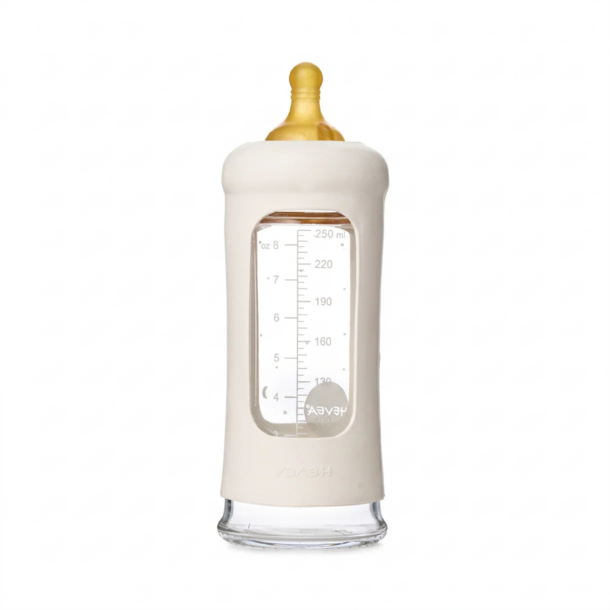 Glazen babyfles - Wide Neck met sleeve/beschermhoes - Glas & natuurrubber - HEVEA