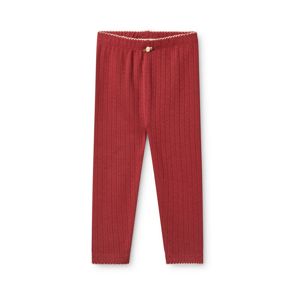 Liva Pointelle Legging – Dark Cranberry – 100% Katoen - Flöss