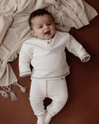 Legging broekje Niels - White Cream - 100% katoen - LEVV Labels - met baby