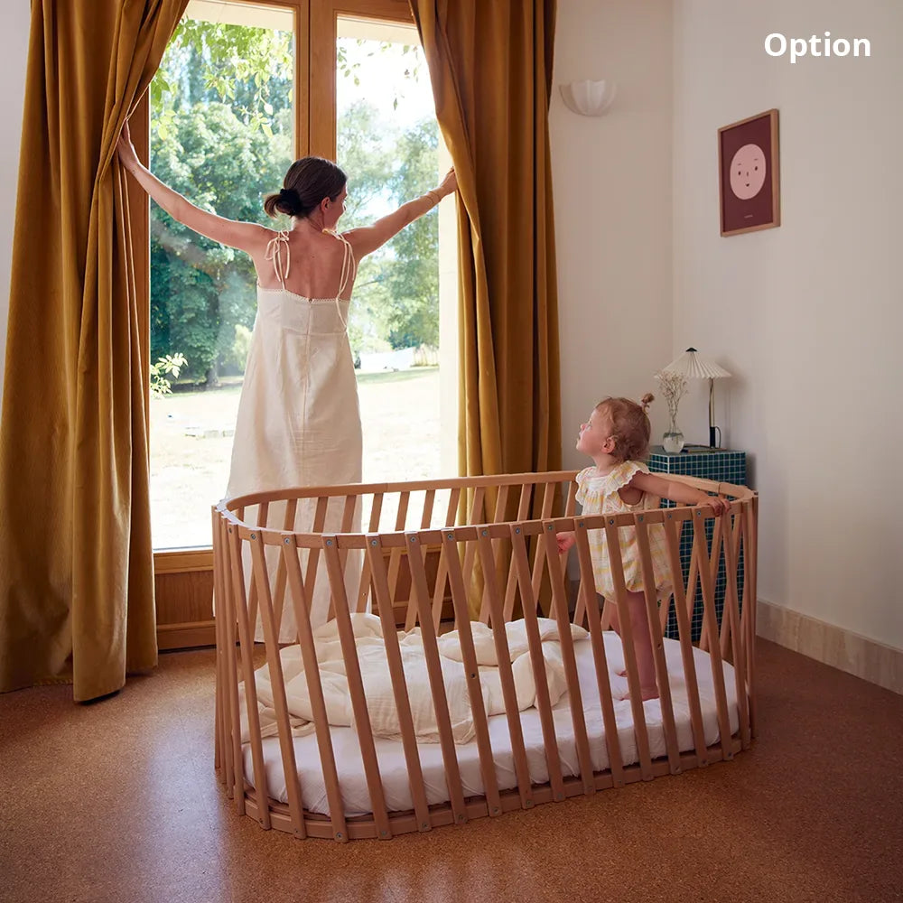 LUGO Evolving Wooden Baby Bed - Extendable Wooden Bed 70x90 / 70x140 cm - From Birth to 7 Years - Charlie Crane