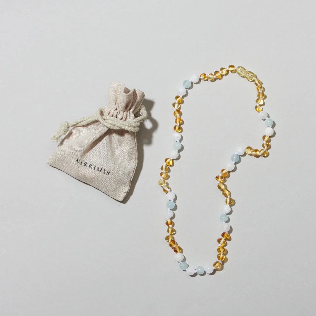 Barnsteen en edelstenen ketting - Beachy - 32 cm - Kids 0-3 jaar - Nirrimis