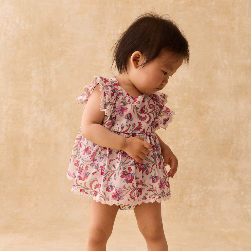 Romper jurkje Lena - Biologisch katoen - Cream Floral Haven - Louise Misha - voorkant - afbeelding 5