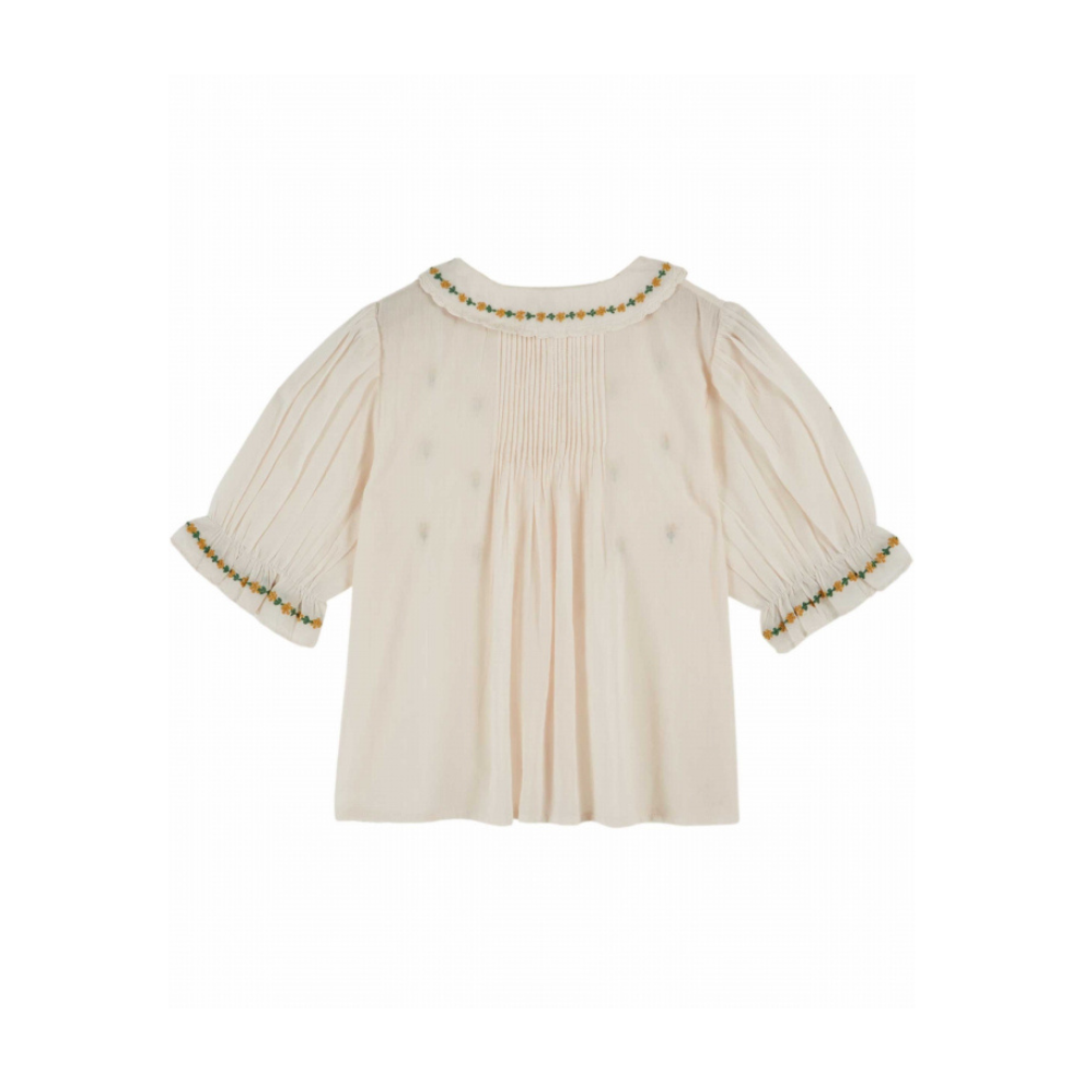 Top Short Sleeve - Blouse Broderie - Organic Cotton - Cream - Emile et Ida