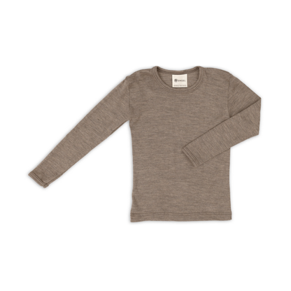 Top long sleeve - Wool/silk - Brown/walnut - Children's shirt - Engel Natur