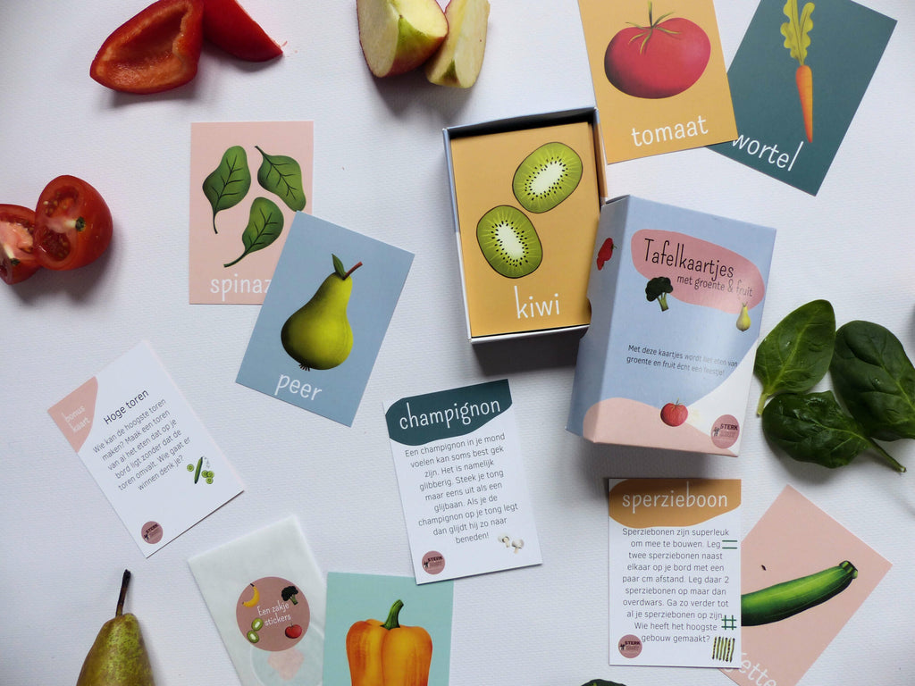 Tafelkaartjes Groente & Fruit – 60 cartes éducatives pour goûter et découvrir – STERK & ZOET