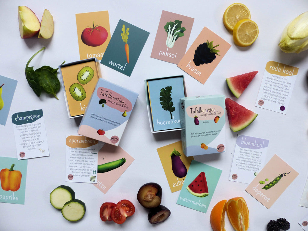 Tafelkaartjes Groente & Fruit – 60 cartes éducatives pour goûter et découvrir – STERK & ZOET