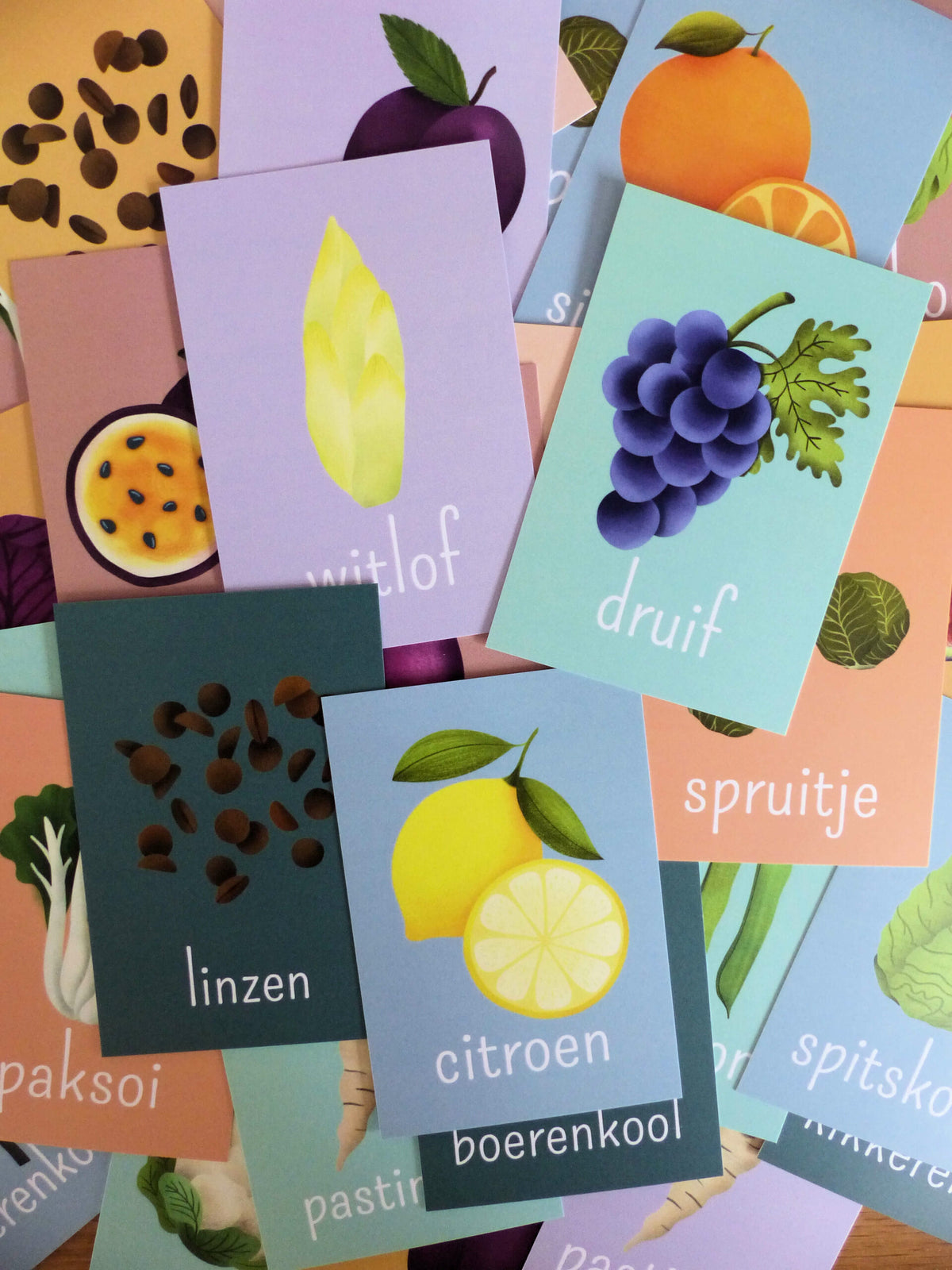 Tischkarten Gemüse & Obst – 60 pädagogische Ess- und Probierkarten für Kinder – STERK & ZOET