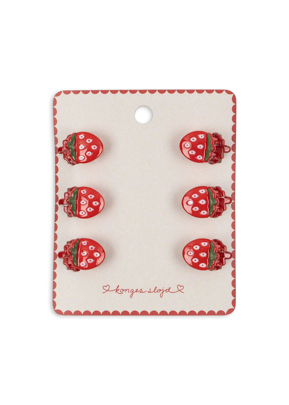 6 Pack Mini Hair Claws - Strawberry - Small Hair Clips - Strawberries - Konges Sløjd
