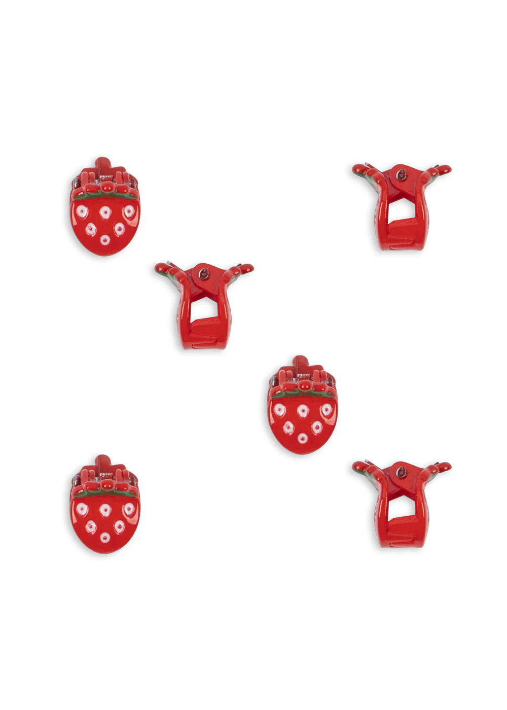 6 Pack Mini Hair Claws - Strawberry - Small Hair Clips - Strawberries - Konges Sløjd