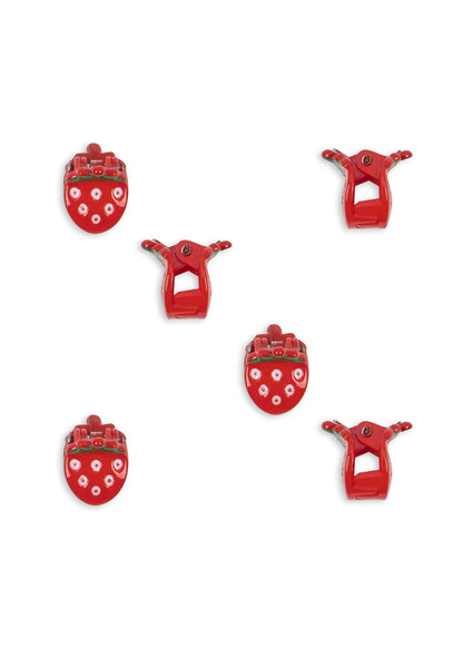 6 Pack Mini Hair Claws - Strawberry - Small Hair Clips - Strawberries - Konges Sløjd